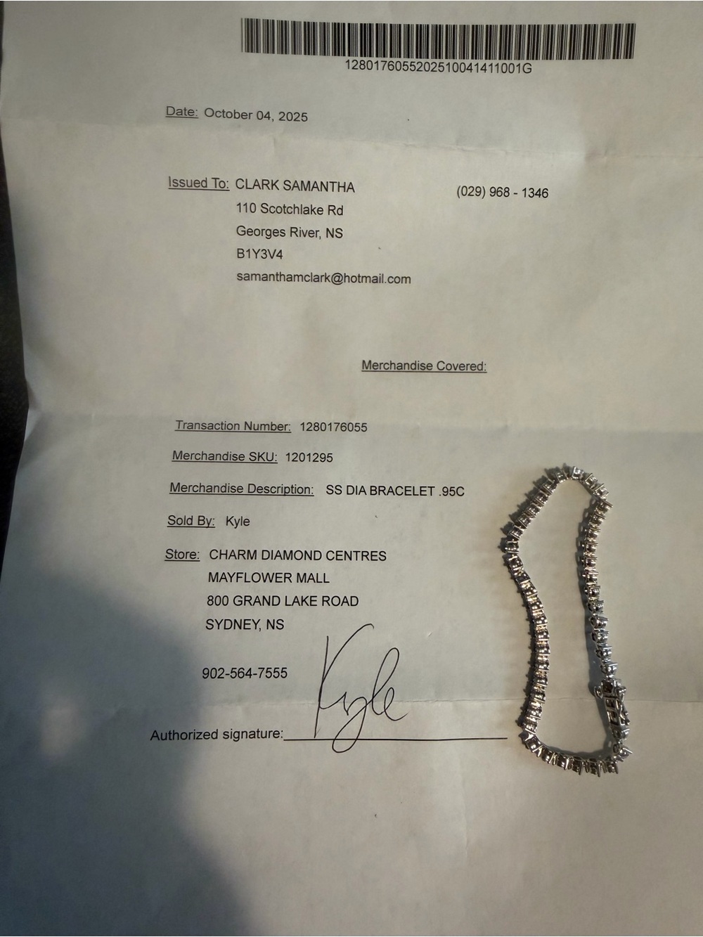 Crescent Silver Tennis Bracelet with Clear Stones